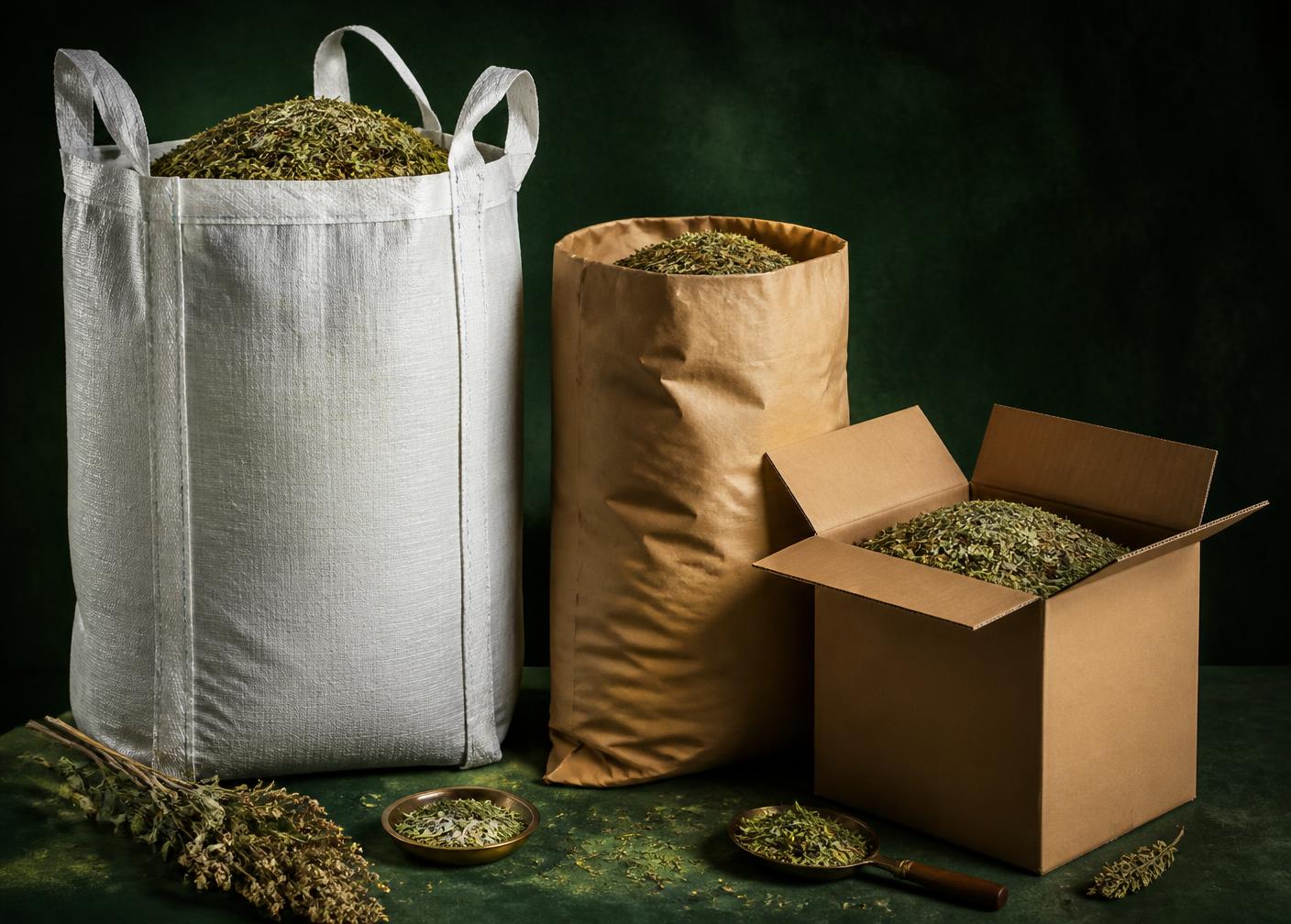 PP bulk bag, paper sack and export carton packaging formats